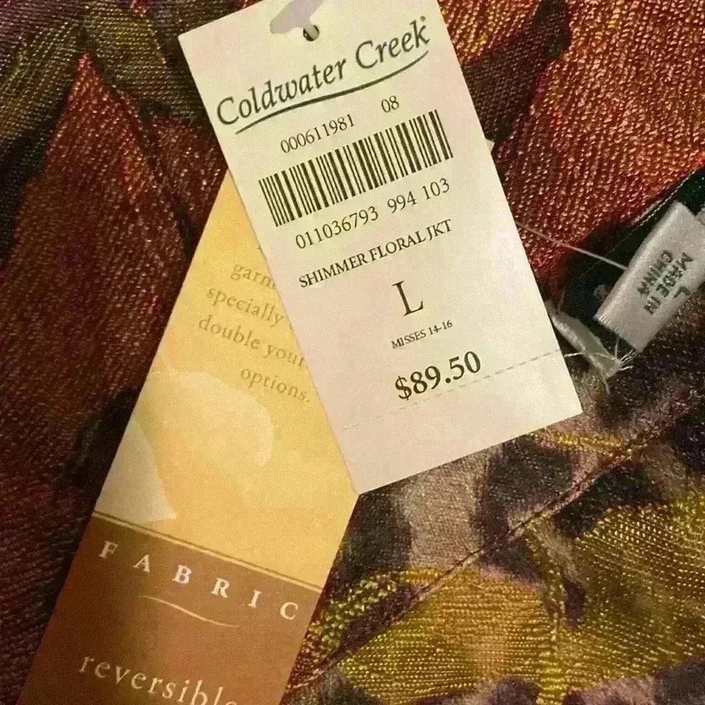 Coldwater Creek Animal Rose Shimmer Floral Print Reversible Jacket Size L Boho - Picture 16 of 16
